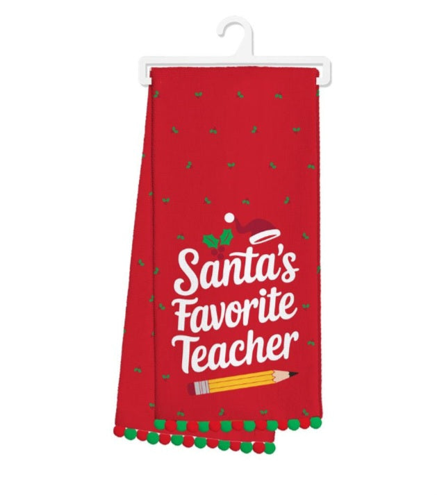 Swig Santa's Favorite Teacher Tea Towel
