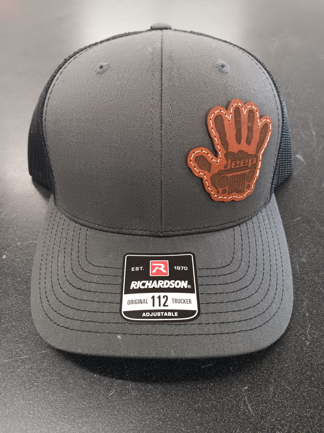 Jeep Wave Leather Patch Hat-Black
