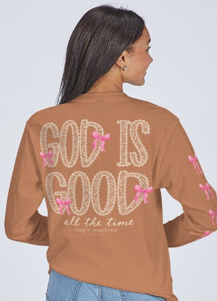 Simply Southern Long-sleeved Tee-God-Chestnut