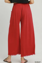Load image into Gallery viewer, Umgee Linen Blend-Wide Leg Pant with Elastic Waist, Pockets, and Frayed Hem
