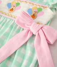 Load image into Gallery viewer, Fall Thanksgiving Green Smock Embroidered Plaid Baby Girls Romper
