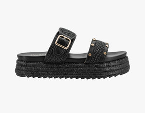 Corky's Black Raffia Walk of Shame Sandals