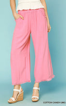 Load image into Gallery viewer, Umgee Linen Blend-Wide Leg Pant with Elastic Waist, Pockets, and Frayed Hem
