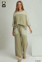 Load image into Gallery viewer, Umgee French Terry Contrast Pullover - Lt Olive
