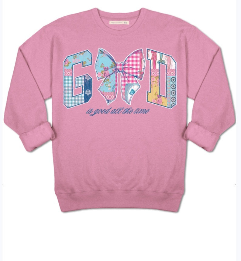 Simply Southern Crew Sweatshirt- God - Bubblegum