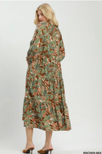 Load image into Gallery viewer, UMGEE Mix Abstract Print Tiered Boho Midi Dress Bown Mix
