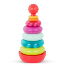 Load image into Gallery viewer, Rainbow Stacking Rings Teether – Sensory Baby Rattles – Soft Textured Toys for Teething – Rainbow Stackable Rings for Babies &amp; Toddlers 6+ Months
