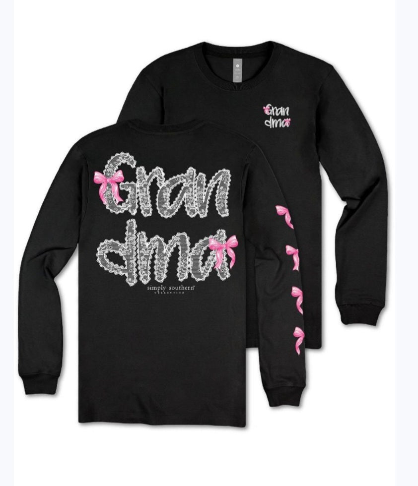 Simply Southern Long-sleeved Tee-Grandma-Black