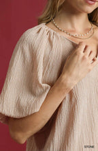 Load image into Gallery viewer, UMGEE Draped Balloon Elastic Sleeve Blouse - Stone
