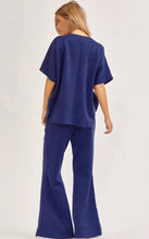 Load image into Gallery viewer, Dear Scarlett Womens Paris Short Sleeve Top with Pants Travel Set - Navy
