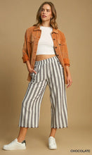 Load image into Gallery viewer, Umgee Linen Striped Waistband Pants - Chocolate
