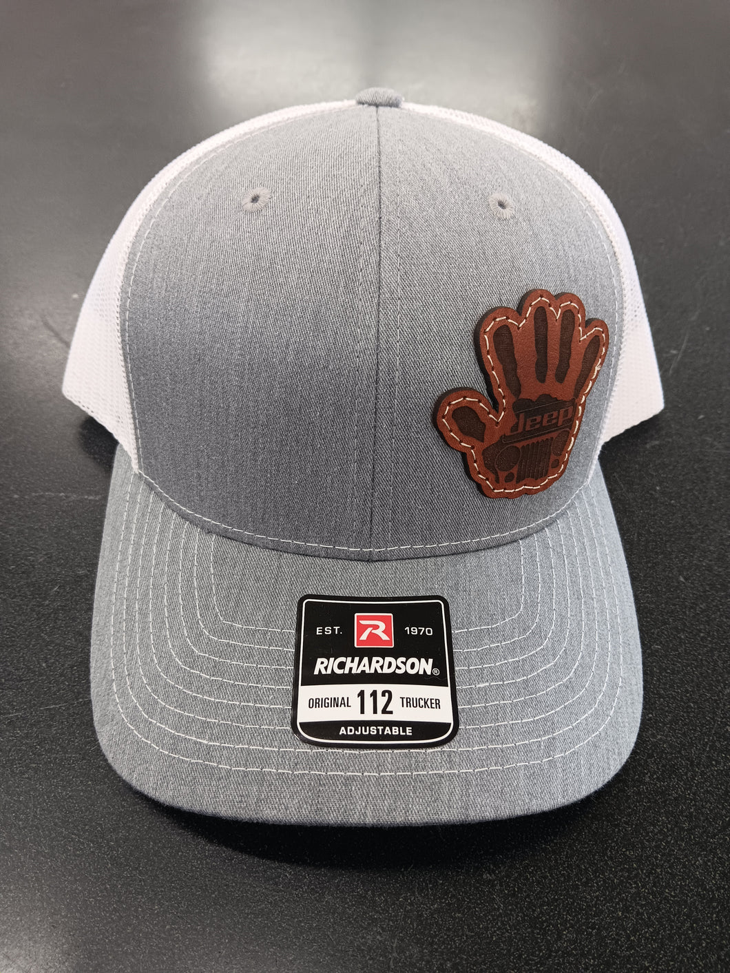 Jeep Wave Leather Patch Hat- Charcoal/white