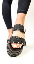 Load image into Gallery viewer, Corky&#39;s Black Raffia Walk of Shame Sandals
