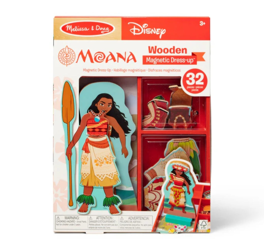 Melissa & Doug Disney Princess Moana Wooden Magnetic Dress-Up Play Set