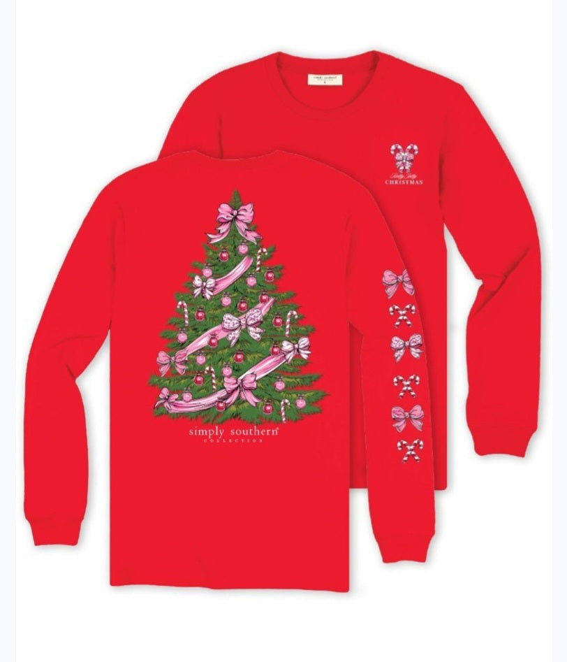 Simply Southern Long-sleeved Tee-Tree-Red