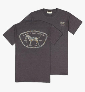 Simply Southern Short Sleeve Tee -Camo Dog - Iron Grey
