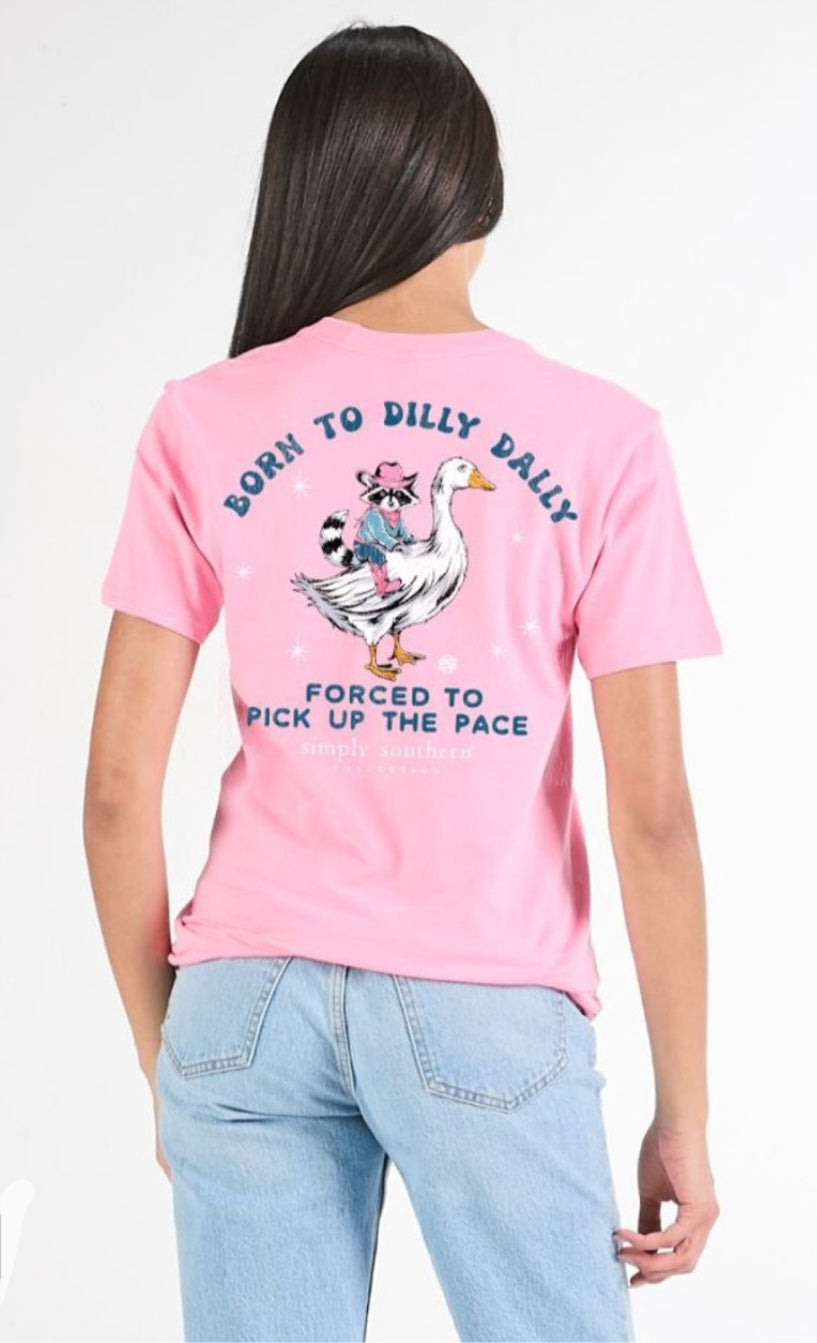 Simply Southern Short Sleeve Tee - Dilly - Wash Pink