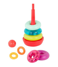 Load image into Gallery viewer, Rainbow Stacking Rings Teether – Sensory Baby Rattles – Soft Textured Toys for Teething – Rainbow Stackable Rings for Babies &amp; Toddlers 6+ Months
