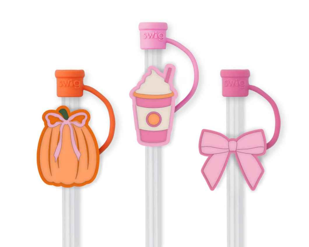 Swig Pumpkins & Bows Straw Topper Set