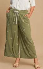 Load image into Gallery viewer, Umgee Embroidered Bow Linen Pull-On Pants-Lt. Olive
