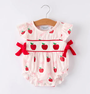 Apple Bow Girls' Romper