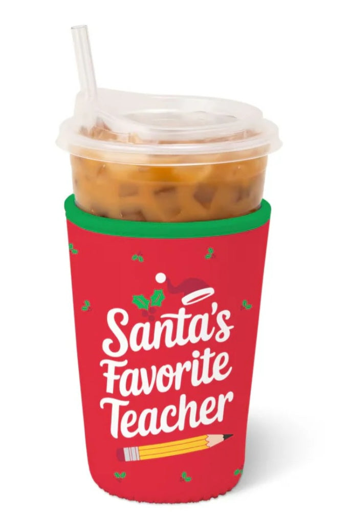Santa’s Favorite Teacher Medium Swig Iced Cup Coolie