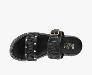 Corky's Black Raffia Walk of Shame Sandals