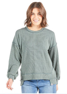 Simply Southern "Amber" Knit Top--Dark Blue & Jade