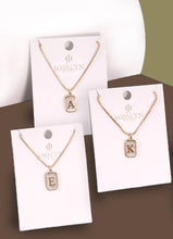 Load image into Gallery viewer, MONOGRAM INITIAL RECTANGLE PEARLY CHARM NECKLACE
