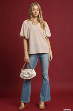 Load image into Gallery viewer, UMGEE Draped Balloon Elastic Sleeve Blouse - Stone
