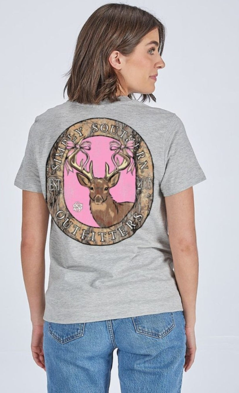 Simply Southern Short Sleeve Tee - Deerly - Storm Heather