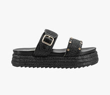 Load image into Gallery viewer, Corky&#39;s Black Raffia Walk of Shame Sandals
