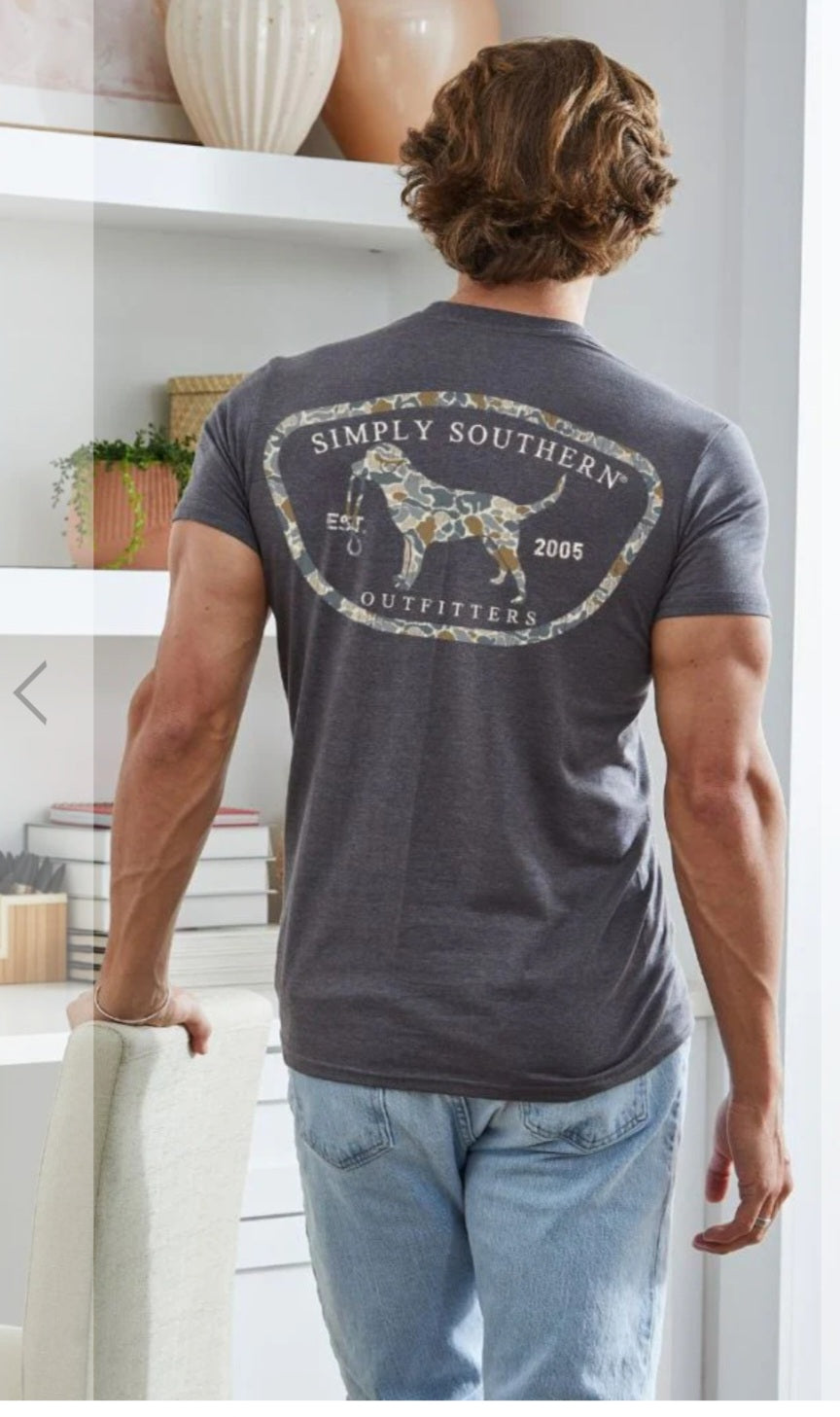 Simply Southern Short Sleeve Tee -Camo Dog - Iron Grey