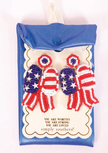 Simply Southern Bow Earrings Red, White and Blue