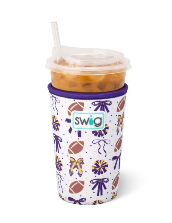 SWIG We've Got Spirit Purple + Yellow Iced Cup Coolie (Medium)