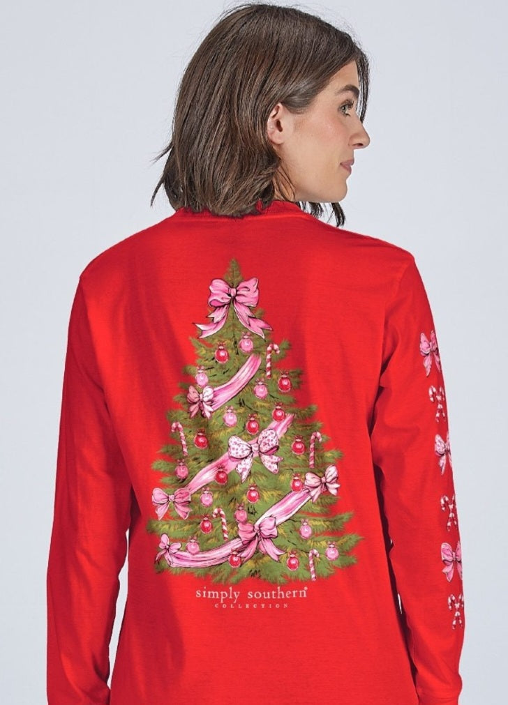 Simply Southern Long-sleeved Tee-Tree-Red