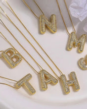 Load image into Gallery viewer, INITIAL PAVE RHINESTONE BUBBLE BALLOON NECKLACE
