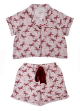 Load image into Gallery viewer, Simply Southern Candy Cane Bows Holiday Pajama Shorts &amp; Button Top Set
