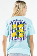 Load image into Gallery viewer, Simply Southern Short Sleeve T-Shirt-- Lemon Zest--Agean Blue
