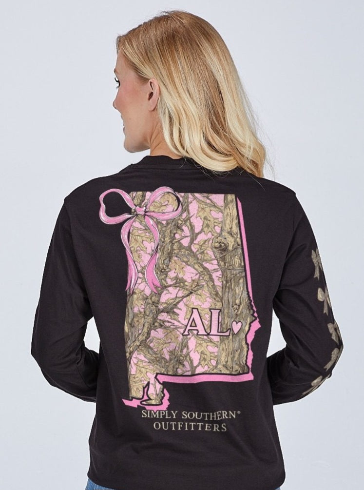 Simply Southern Long-sleeved Tee-State-Alabama-Black
