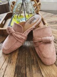 Corky's Clingy Mule Sandals - Blush Faux Suede