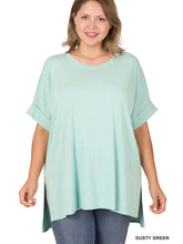 Load image into Gallery viewer, Plus Size Round Neck Side Slit High-Low Tunic
