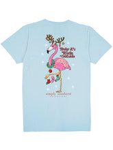 Load image into Gallery viewer, Simply Southern Short Sleeve Tee--Flamingo Christmas--Sky
