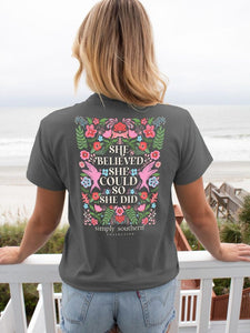 Simply Southern Short Sleeve Tee--SHE--Graphite Heather