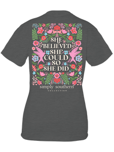 Simply Southern Short Sleeve Tee--SHE--Graphite Heather