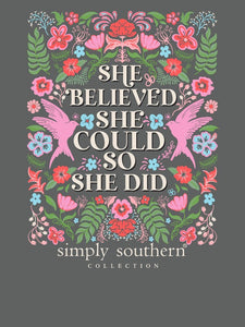 Simply Southern Short Sleeve Tee--SHE--Graphite Heather