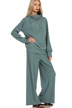 Load image into Gallery viewer, Ribbed High Neck Half Zip Pullover &amp; Pants Set--Ash Jade
