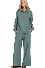 Load image into Gallery viewer, Ribbed High Neck Half Zip Pullover &amp; Pants Set--Ash Jade
