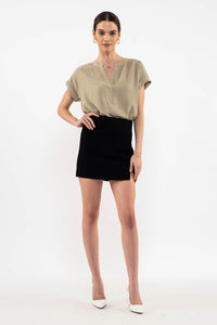 SHOULDER LINE LACE WOVEN TOP Light Olive