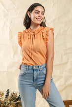 Load image into Gallery viewer, SLEEVELESS RUFFLED WOVEN TOP
